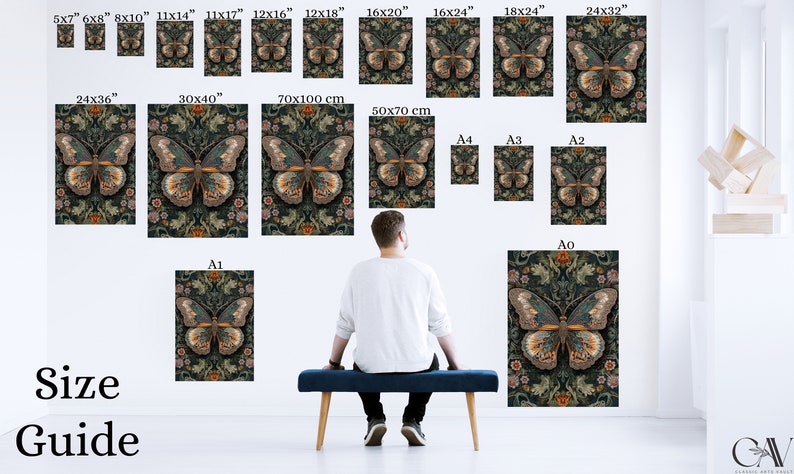 William Morris Inspired Butterfly Art Print, Butterfly Print, Butterfly ...