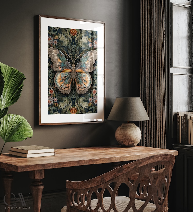 William Morris Inspired Butterfly Art Print, Butterfly Print, Butterfly ...