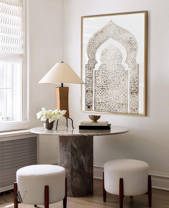 Kawin Shopping Kawin Pouf Mosque Arch Neutral Watercolor Print