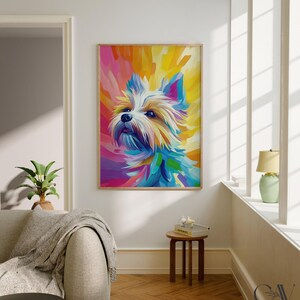 Yorkshire Terrier Dog Maximalist Eclectic Animal Portrait Print Funky Animal Poster Decor Colorful Painting Large Wall Art Canvas #3160 immagine 8