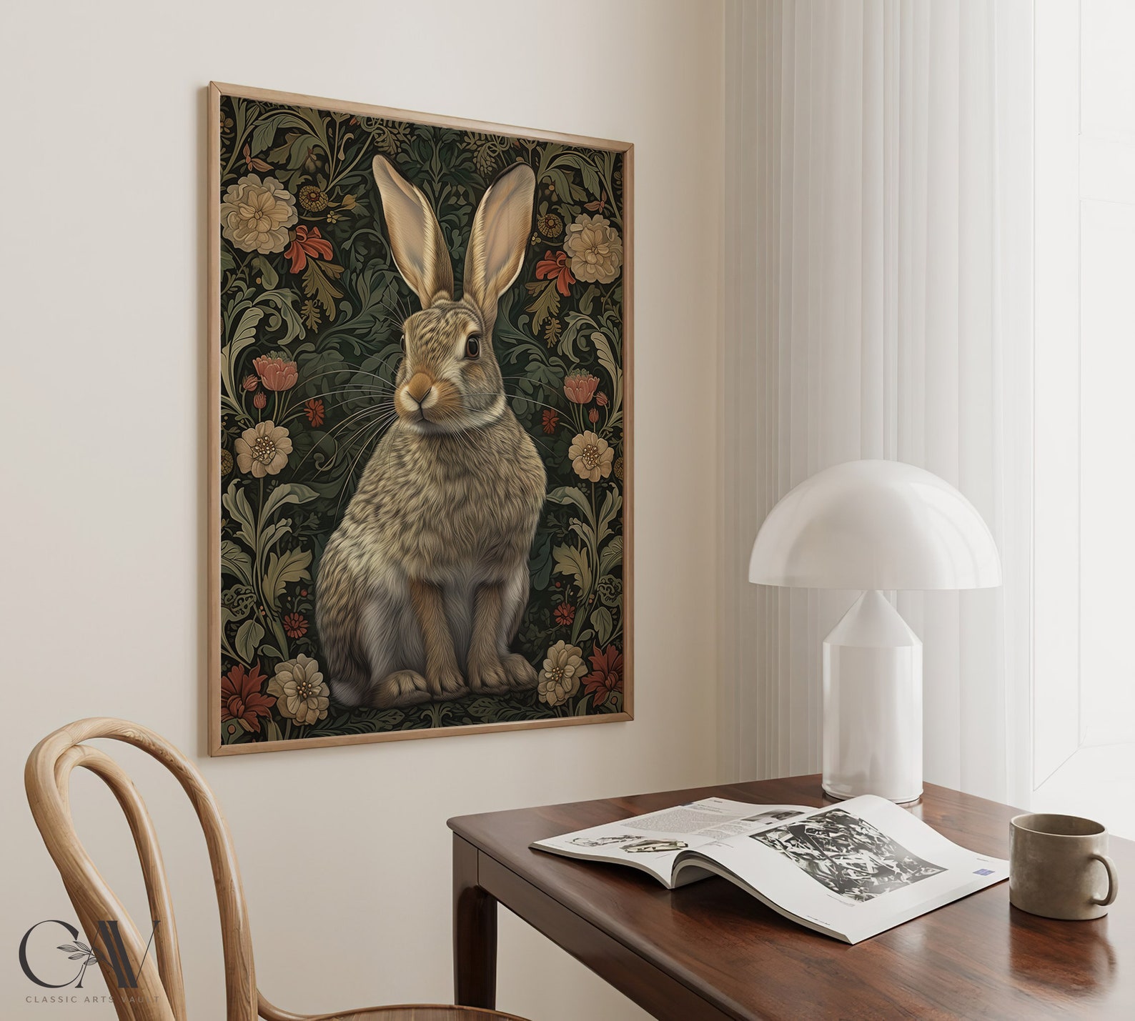 William Morris Inspired Rabbit Art Print Animal Bunny Decor, Year of ...