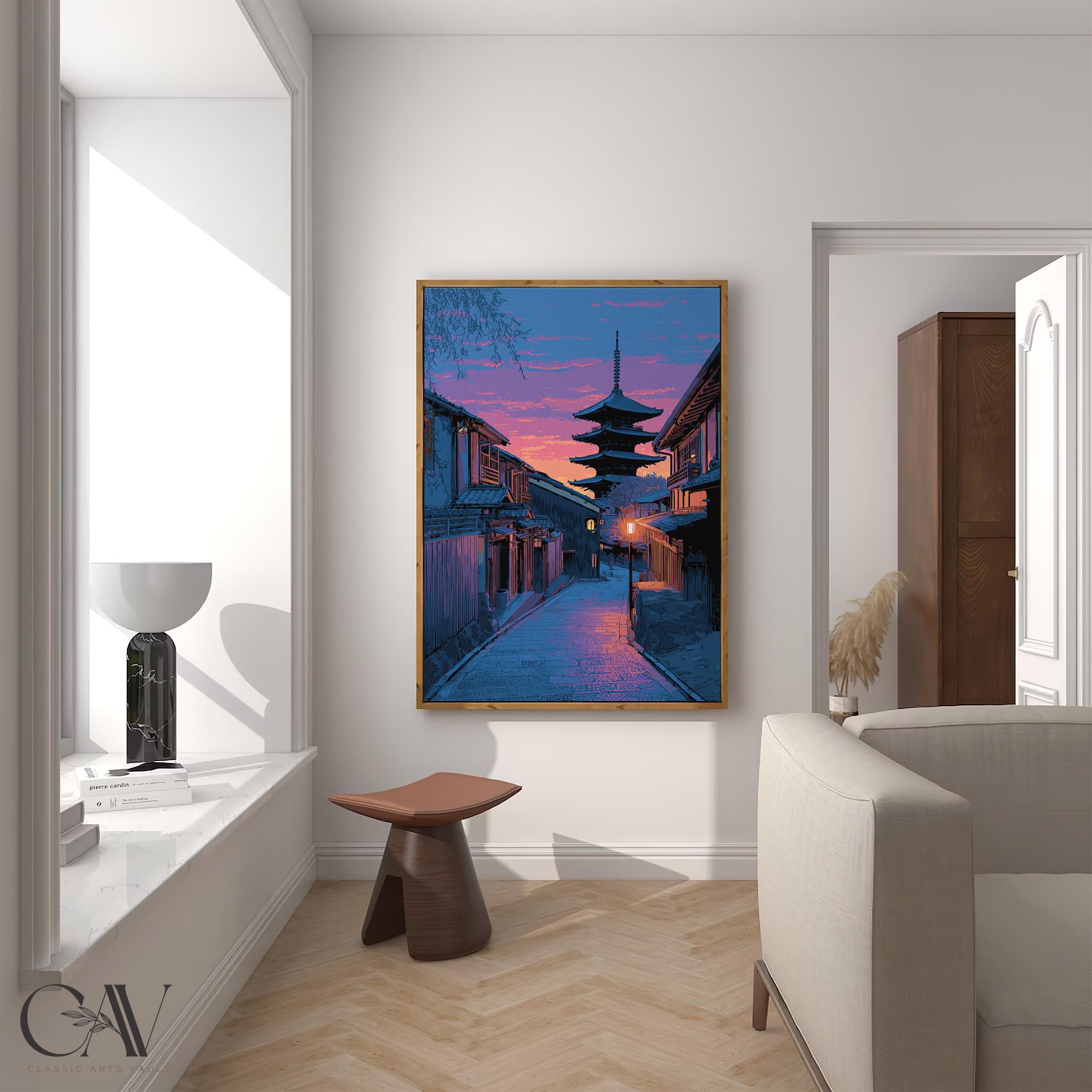 Gion District Kyoto Japan Historical Landscape Painting Vacation