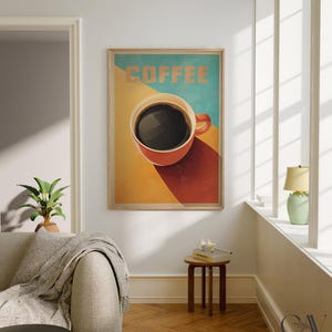 Coffee Black Americano Poster Coffee Bar Print Breakfast Kitchen Decor Retro Art Drink Painting Large Wall Art Gallery Canvas Giclee #3884