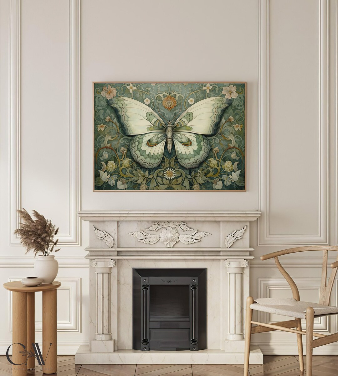 William Morris Inspired Butterfly Art Print Poster Rustic Farmhouse ...