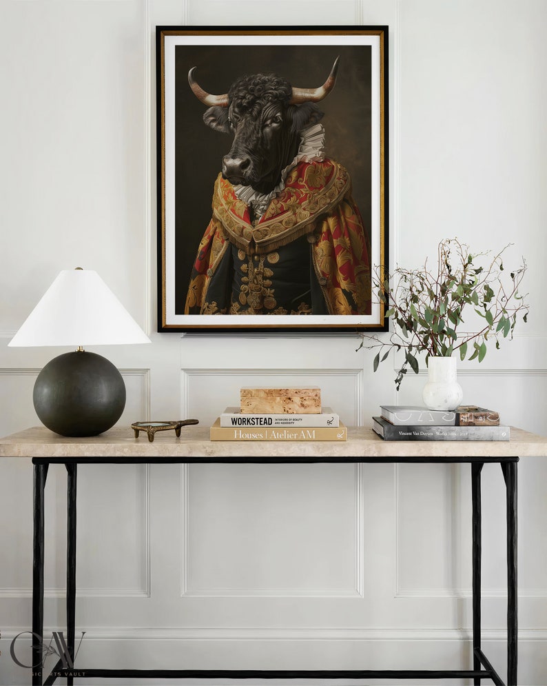 Bull Royal Renaissance Portrait Vintage Print Victorian Animal Portrait ...