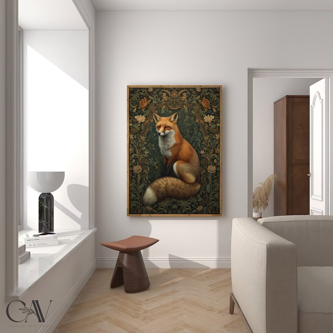 William Morris Inspired Fox Art Print, Fox Print Poster Nature Living ...