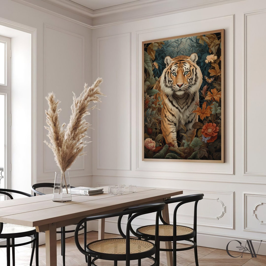 William Morris Inspired Tiger Autumn Art Print Fall Poster - Etsy