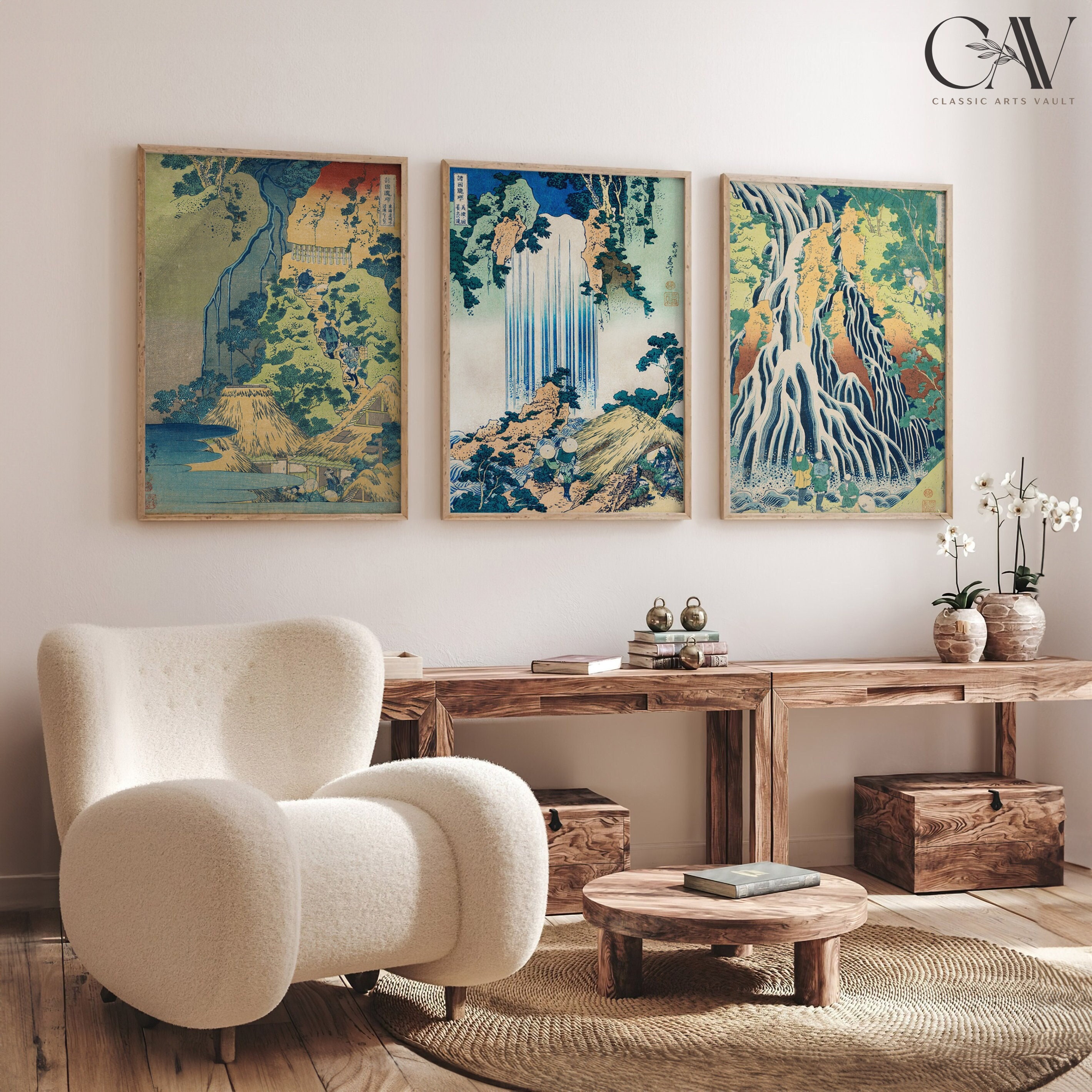 「屋」brand 「菊水」 日本伝統絵画 A4サイズ インテリア 直筆 竹と流水の日本画インテリアポスター☆お正月風流和室和モダン浮世絵和