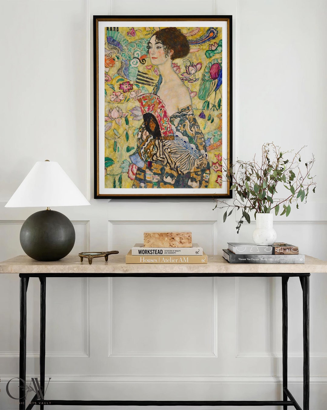 Gustav Klimt Print Lady With a Fan Vintage Reproduction, Oil Painting ...