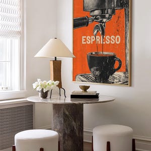 Coffee Espresso Poster Coffee Bar Print Breakfast Kitchen Decor Retro Food Art Drink Painting Large Wall Art Gallery Canvas Giclee #3857