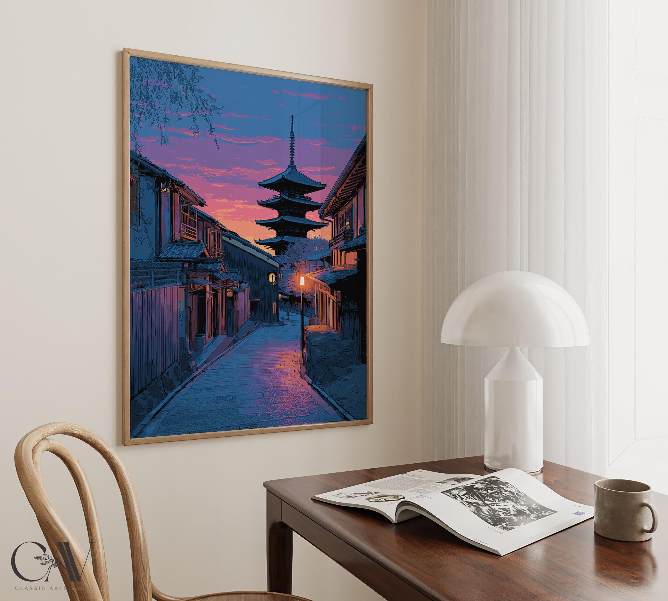Gion District Kyoto Japan Historical Landscape Painting Vacation