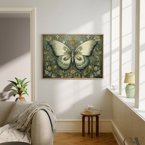William Morris Inspired Butterfly Art Print Poster Rustic Farmhouse ...