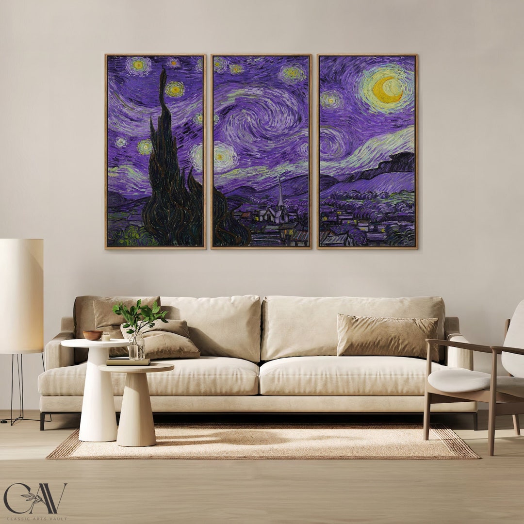 Vincent Van Gogh Print Starry Night Poster, Impressionist Art, 3