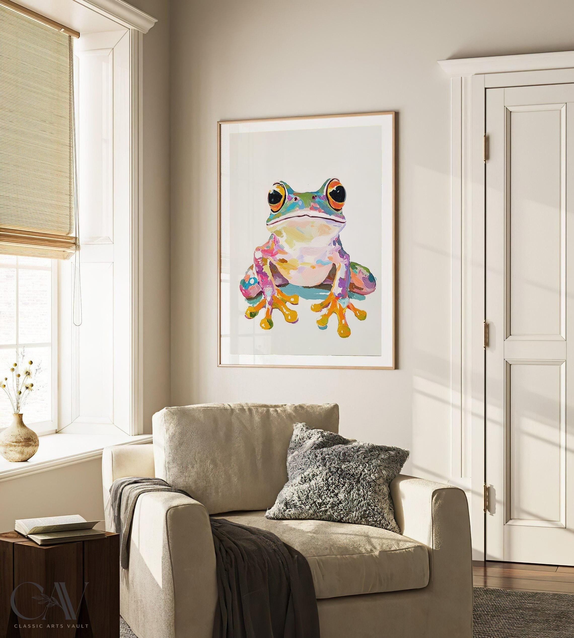 Frog Colorful Maximalist Eclectic Animal Portrait Print Nursery