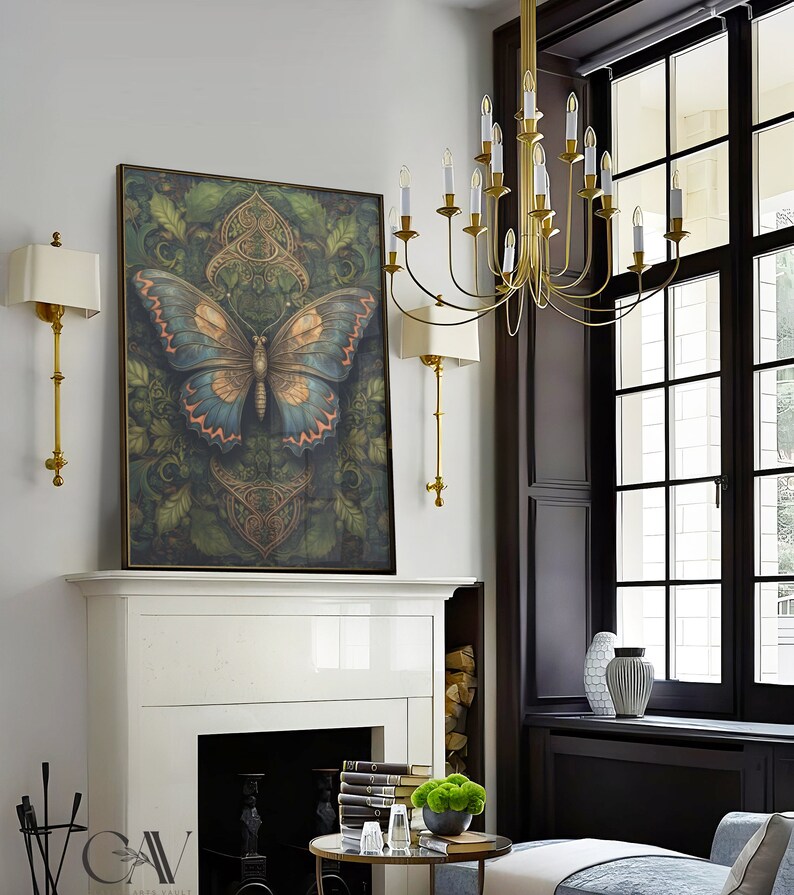 William Morris Inspired Butterfly Art Print, Butterfly Print, Butterfly ...