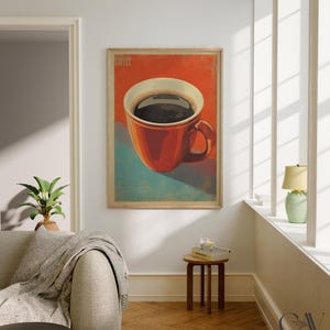 Coffee Black Americano Poster Coffee Bar Print Breakfast Kitchen Decor Retro Art Drink Painting Large Wall Art Gallery Canvas Giclee #3878