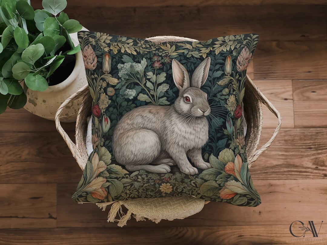 Rabbit Pillow William Morris Inspired, Accent Pillow Throw Cover ...