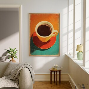 Coffee Black Americano Poster Coffee Bar Print Breakfast Kitchen Decor Retro Art Drink Painting Large Wall Art Gallery Canvas Giclee #3872