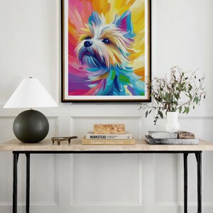 Yorkshire Terrier Dog Maximalist Eclectic Animal Portrait Print Funky Animal Poster Decor Colorful Painting Large Wall Art Canvas #3160 immagine 6