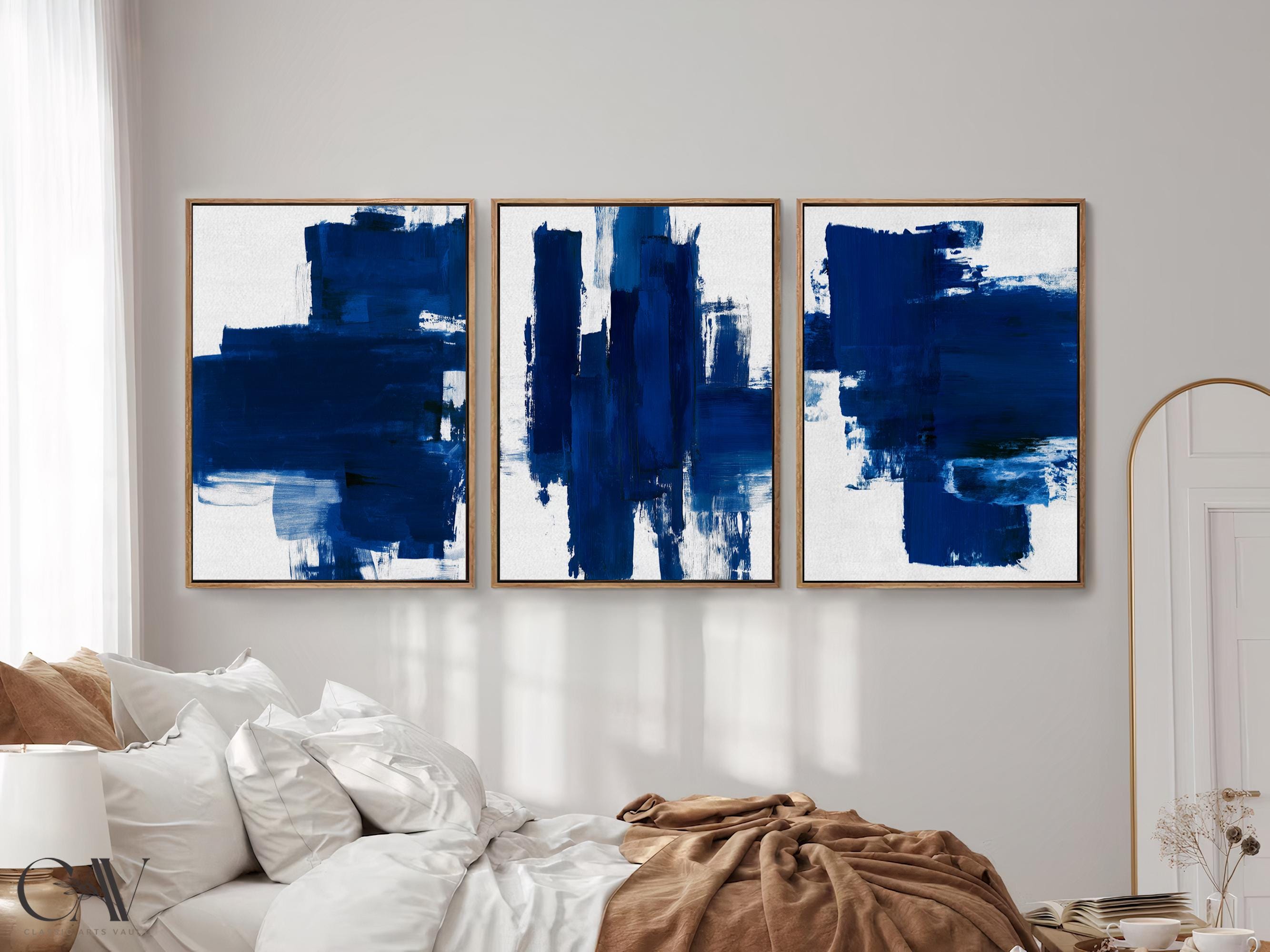 Blue Abstract Poster Print Modern Minimalist Painting Decor New