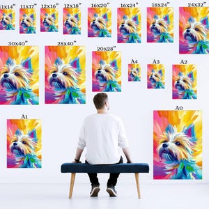 Yorkshire Terrier Dog Maximalist Eclectic Animal Portrait Print Funky Animal Poster Decor Colorful Painting Large Wall Art Canvas #3160 immagine 2