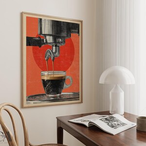 Coffee Espresso Poster Coffee Bar Print Breakfast Kitchen Decor Retro Food Art Drink Painting Large Wall Art Gallery Canvas Giclee #3856