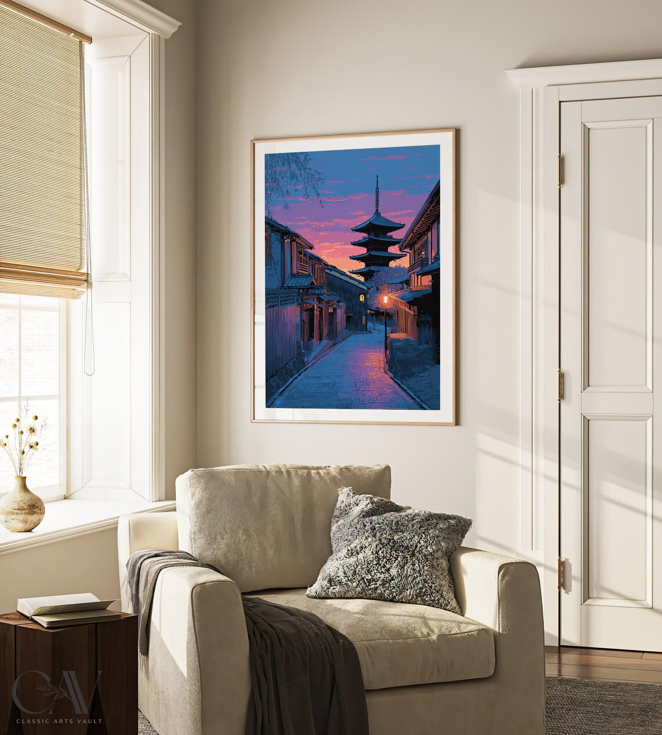 絵画 destination Gion District Kyoto Japan Historical Landscape Painting Vacation