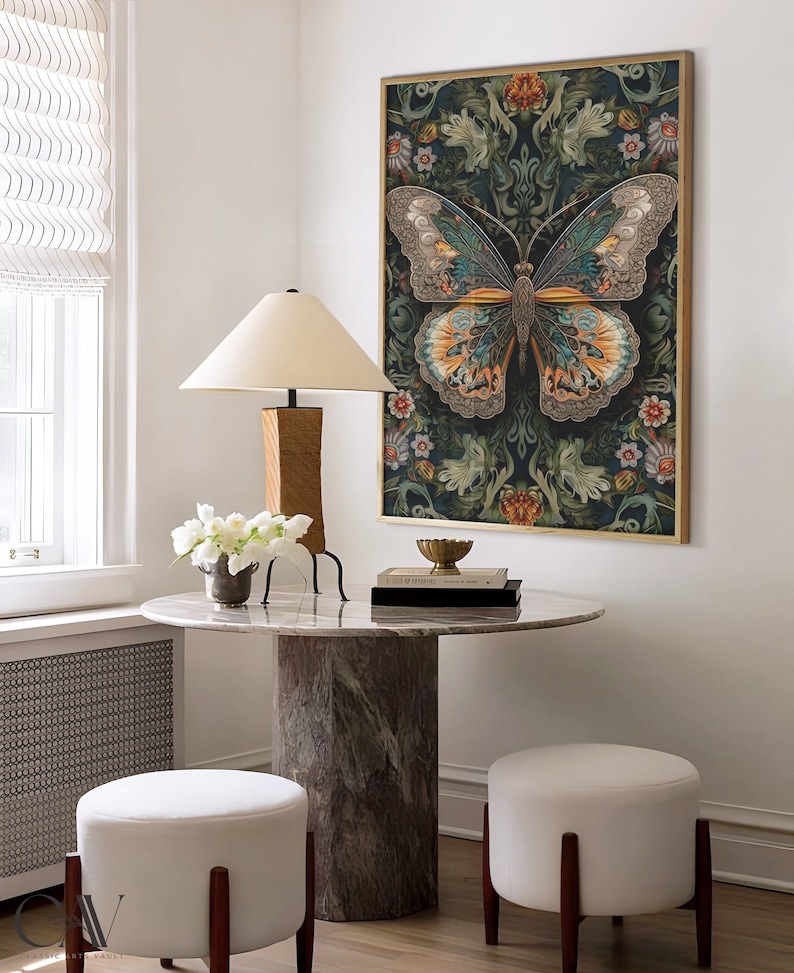 William Morris Inspired Butterfly Art Print, Butterfly Print, Butterfly ...