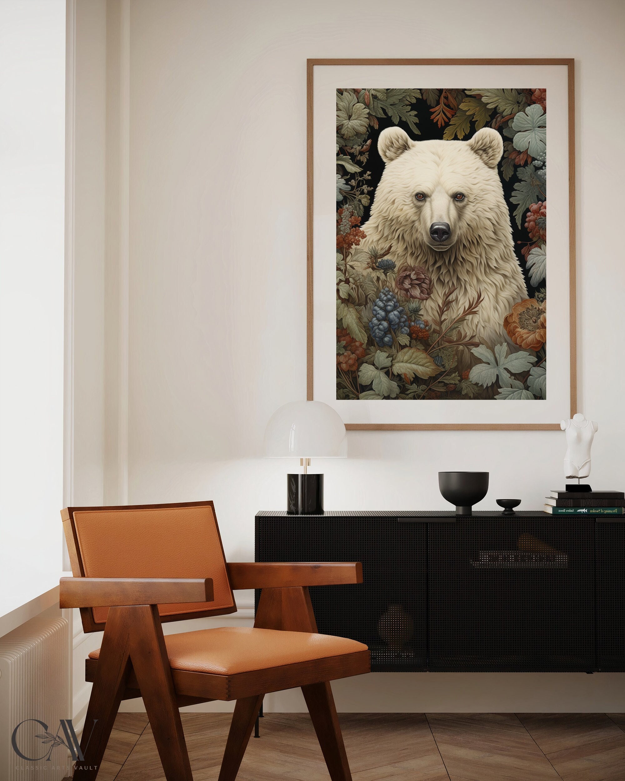 William Morris Inspired White Bear Autumn Art Print Fall - Etsy