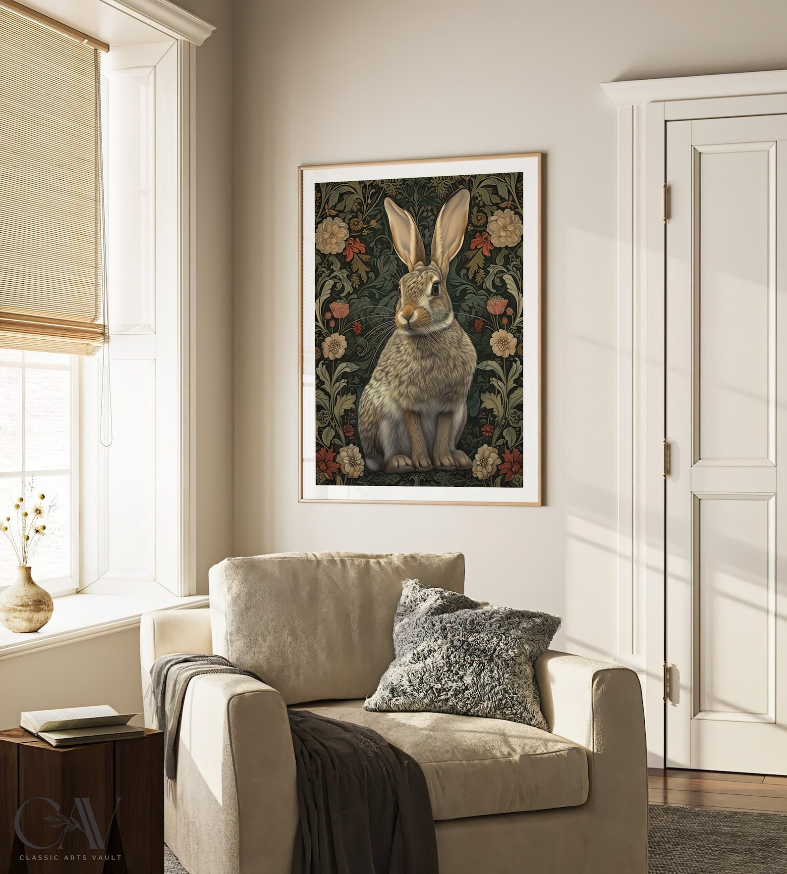 William Morris Inspired Rabbit Art Print Animal Bunny Decor, Year of ...