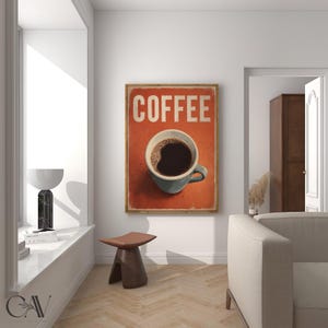Coffee Black Americano Poster Coffee Bar Print Breakfast Kitchen Decor Retro Art Drink Painting Large Wall Art Gallery Canvas Giclee #3879
