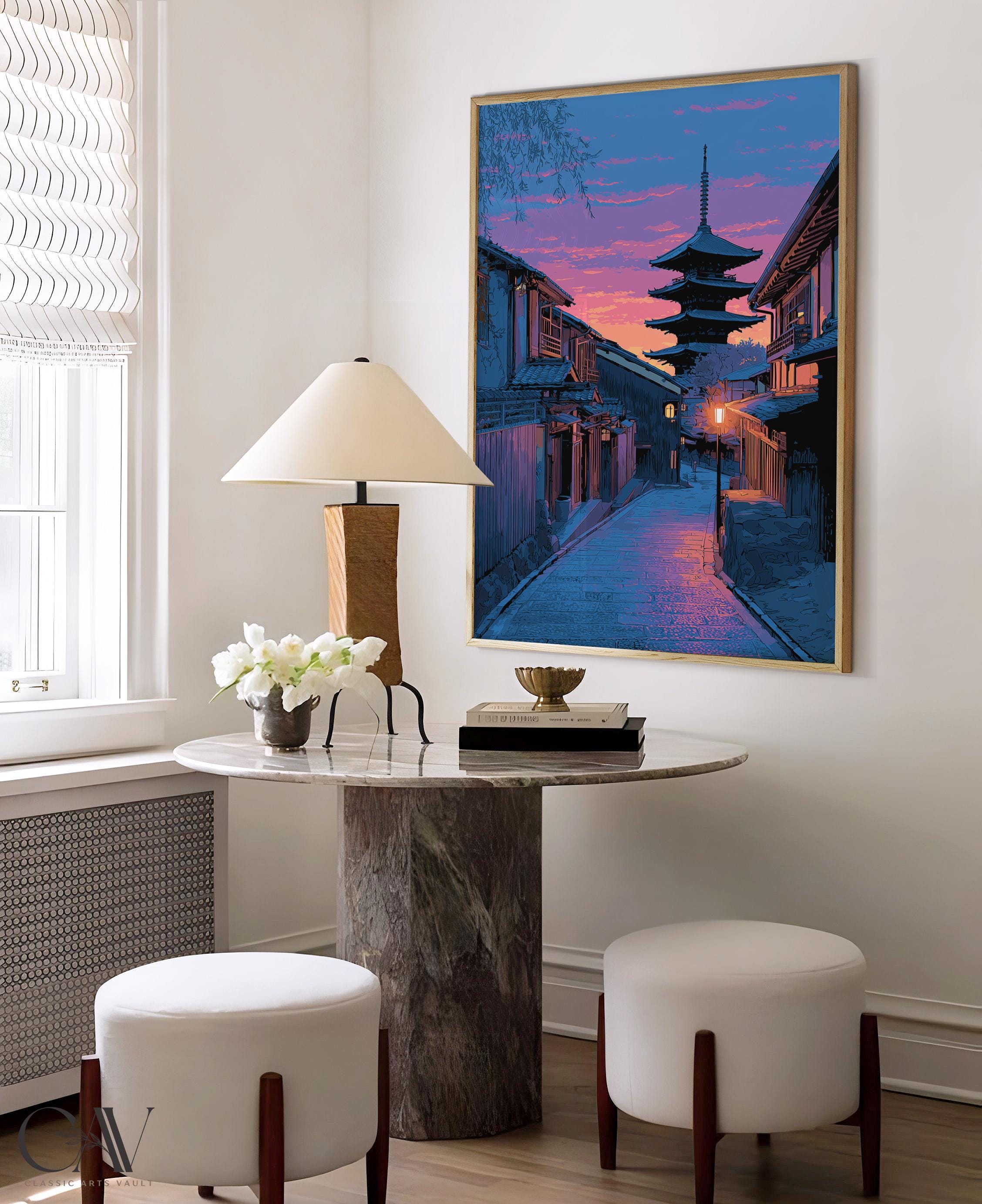 Gion District Kyoto Japan Historical Landscape Painting Vacation