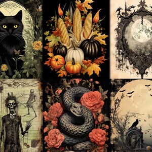 20 Sheet Printable Vintage Halloween Gothic Ephemera Digital Paper ...