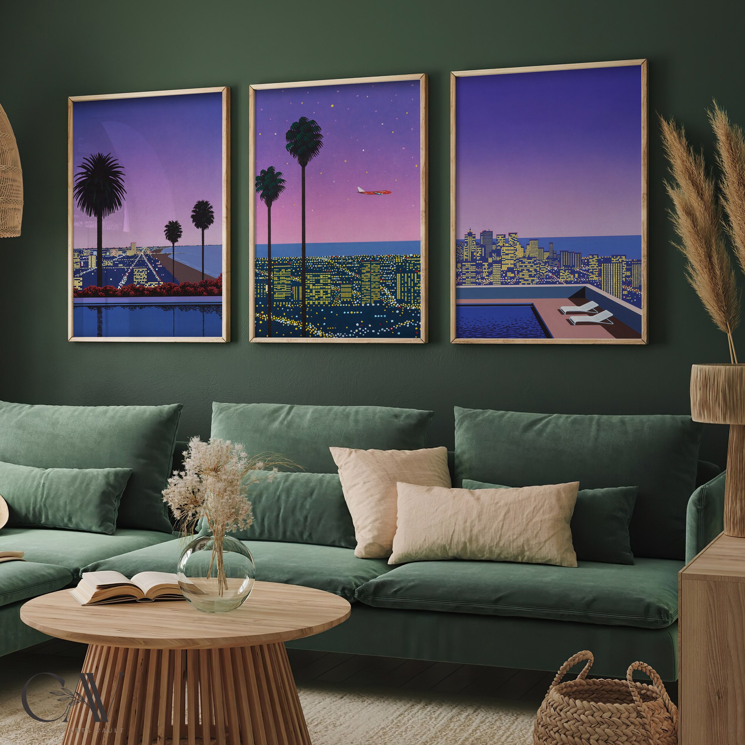 Hiroshi Nagai Downtown Sunset Retro Japanese Art Print