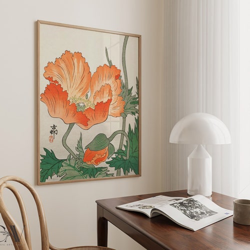Orange Poppies Ohara Koson Floral Japanese Woodblock Art Print