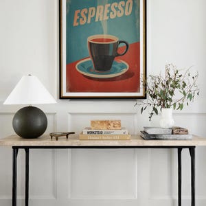 Coffee Espresso Poster Coffee Bar Print Breakfast Kitchen Decor Retro Food Art Drink Painting Large Wall Art Gallery Canvas Giclee #3864