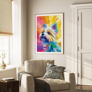 Yorkshire Terrier Dog Maximalist Eclectic Animal Portrait Print Funky Animal Poster Decor Colorful Painting Large Wall Art Canvas #3160 immagine 7