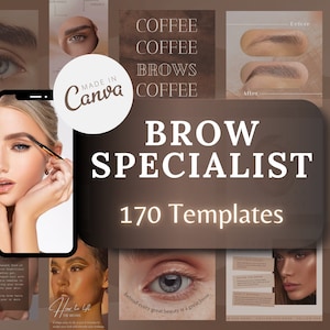 170 Brow Technician Instagram Templates | PMU Instagram posts | Brow Microblading Templates | PMU branding kit | Social Media Story |Eyebrow
