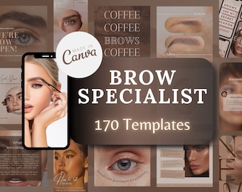 170 Brow Technician Instagram Templates | PMU Instagram posts | Brow Microblading Templates | PMU branding kit | Social Media Story |Eyebrow