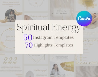 120 Spiritual Instagram Template | Spiritual Coach Instagram | Canva Template | Healing energy instagram post | Mystical social media design