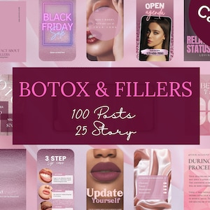 125 Lip filler Instagram Templates | Botox Instagram Stories Templates | Nurse injector Instagram Posts Template | Esthetician templates