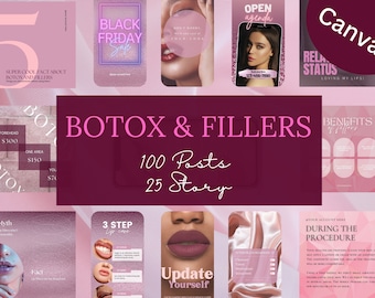 125 Lip filler Instagram Templates | Botox Instagram Stories Templates | Nurse injector Instagram Posts Template | Esthetician templates
