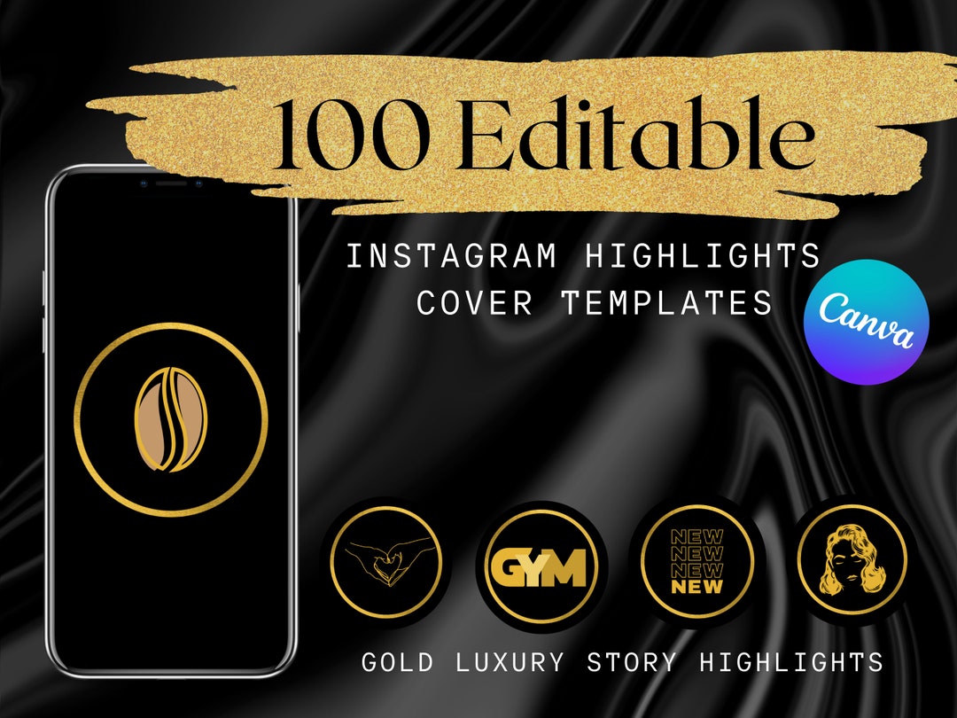 Gold Instagram Highlight Covers Social Media Highlights Luxury Brand