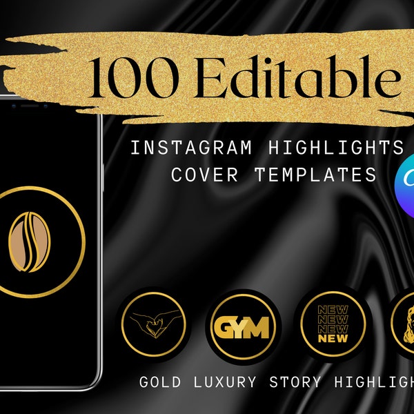 Goldene Instagram-Highlight-Cover – Social-Media-Highlights – Luxus-Marken-Kit – Highlight-Symbole – Gold-Highlights-Instagram – Story-Cover
