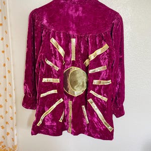 Vintage Velvet Celestial Bed Jacket Jeanette&#39;s Original Made in USA Medium 8