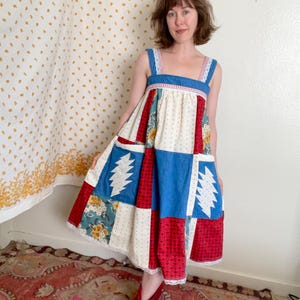 Grateful Dead Patchwork Handmade Vintage Boho Maxi Dress