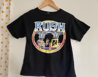 Vtg 1981 Rush Moving Pictures Tour Concert T-shirt Gray M 80s