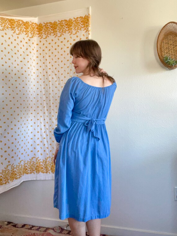 Vintage Boho Cottagecore Blue Lace Prarie Midi Dr… - image 7