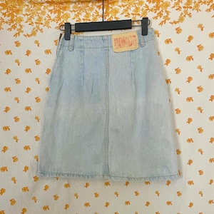 Vintage Bongo Denim Mini Skirt Size 5 Light Wash 90s High Waist USA Made