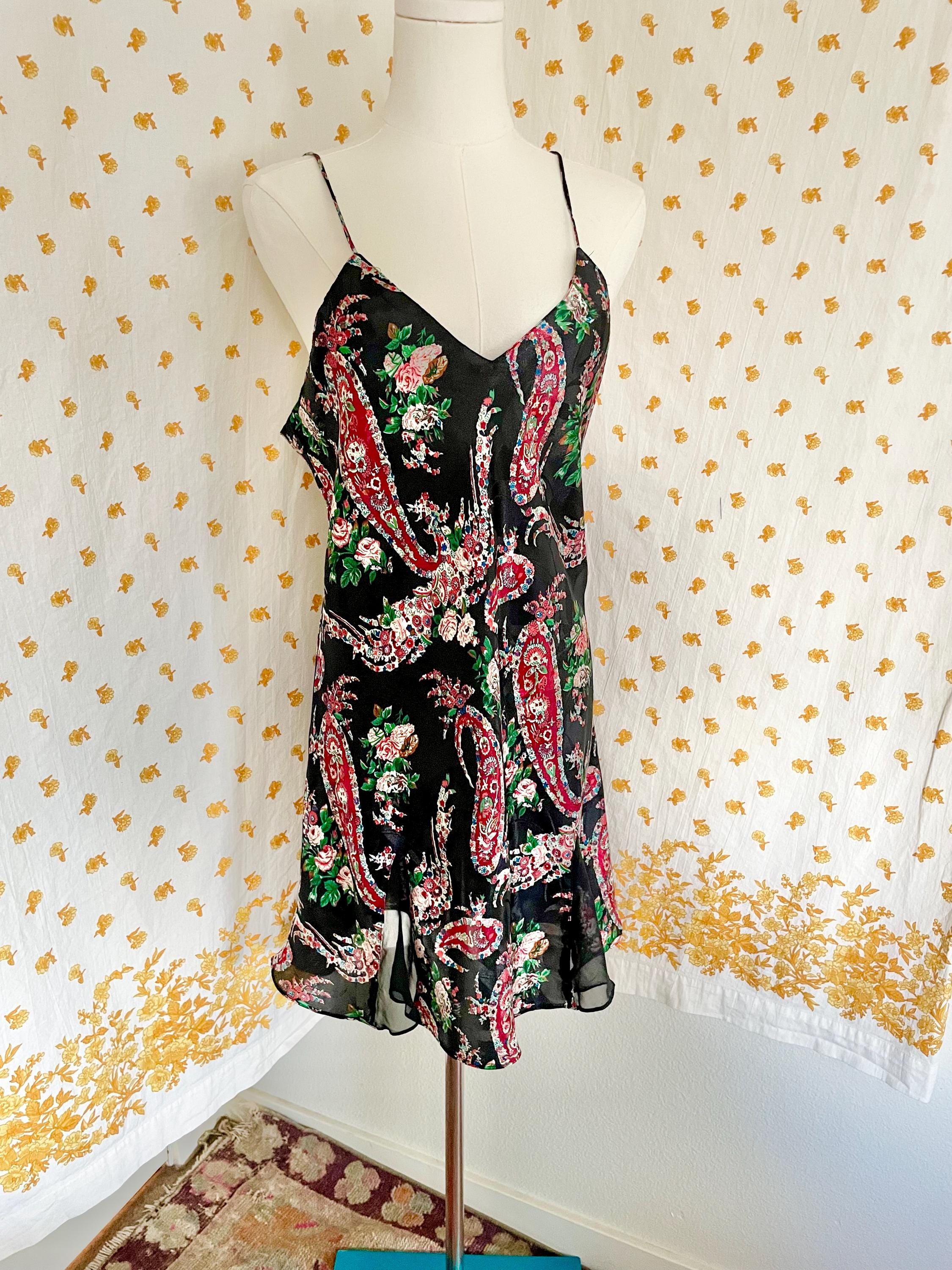 90s floral slip dress Posy Mesh Slip Dress Black/Royal / M